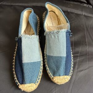 Blue Patchwork Espadrille Flats